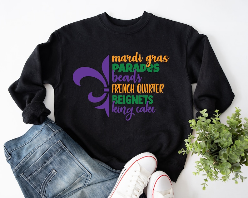 Mardi Gras Beignets Shirts, French quarter Beads King cake, Mardi Gras Parade, Party Clothing, Mardi Gras Matching Party, New Orleans Tee