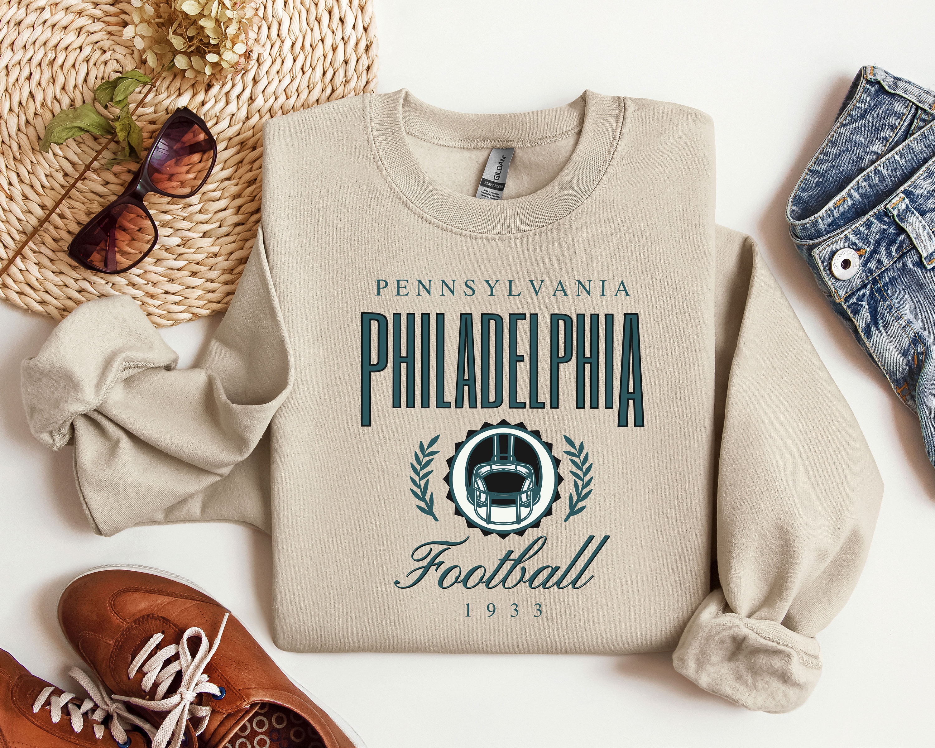 Philadelphia Football Sweatshirt, Vintage Style Philadelphia Football Crewneck, Football Sweatshirt, Philadelphia Sweatshirt, Football Gifts