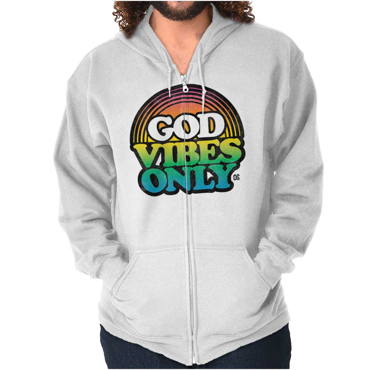 God Vibes Only Retro Zip Hoodie