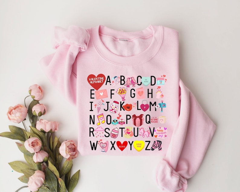 Teacher Valentine Sweatshirt, Teacher Valentines Alphabet Shirt, Valentines Day Shirt For Teachers, Teacher Valentine’s Day, Teacher Gift