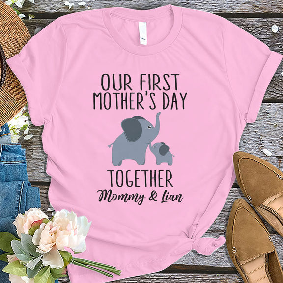 Mother’s Day – Happy mother’s day – Mother’s day T- shirt, mommy and me T -shirt, Elephant mom tee, gift for new mom, first mom – Personalized Onesie