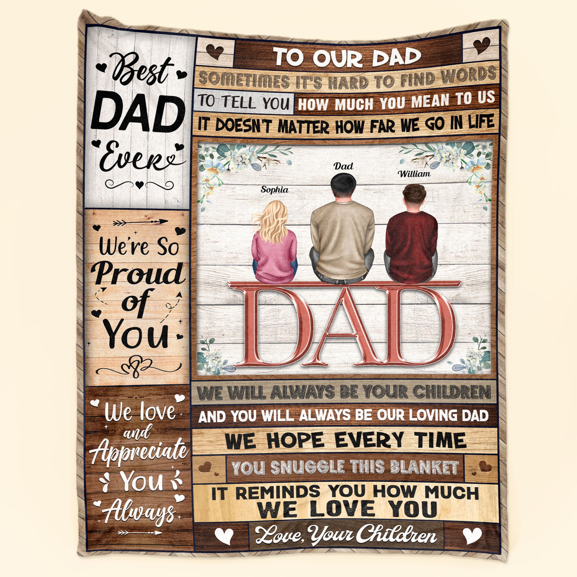 We Love And Appreciate You Always – Personalized Blanket – Christmas Birthday Gift For Dad, Gift From Sons And Daughters