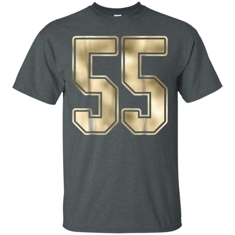 AGR 55 Gold Outline Number 55 Sports Fan Jersey Shirt