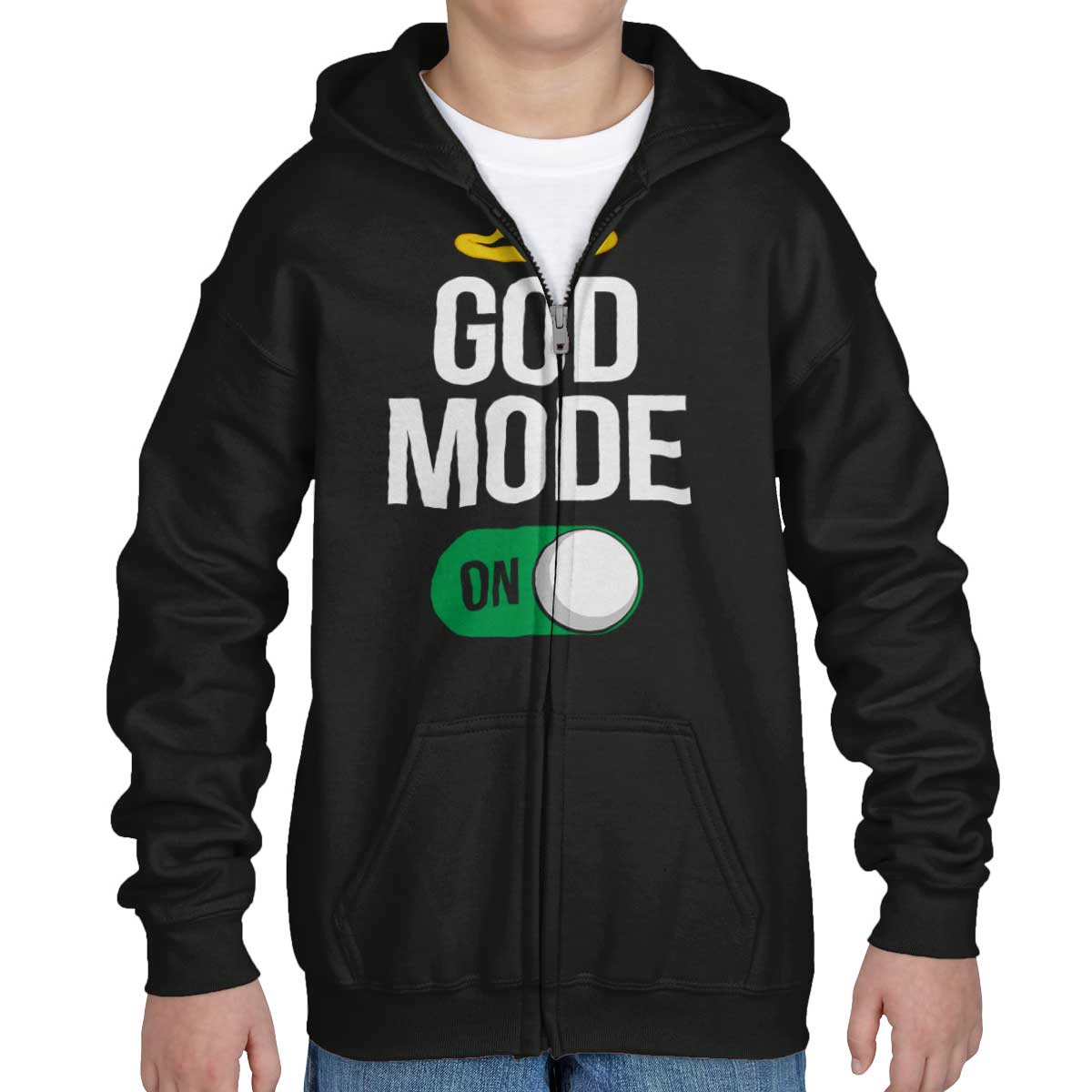 God Mode On Youth Zip Hoodie