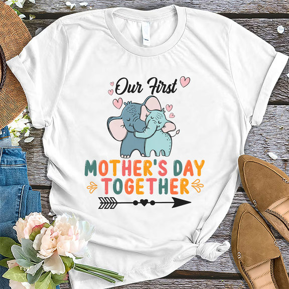 Mother’s day – Happy mother’s day- Mother’s day 2024 T-shirt, Elephant Our First Mother’s Day Shirt, mommy and me Tee, New Mom best gift ever – Personalized Shirt