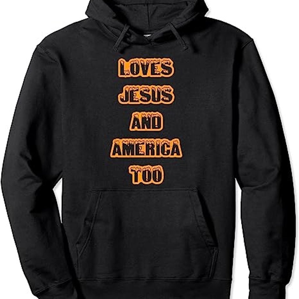 Retro Loves Jesus and America Too God Christian 4th of July Pullover Hoodie