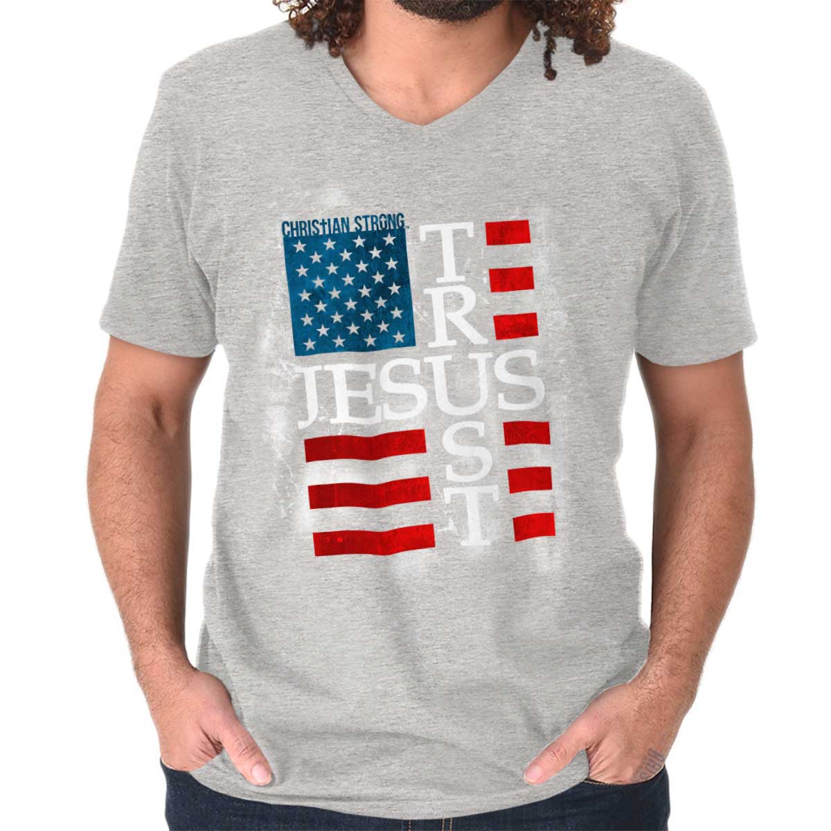 Trust Jesus Usa V-Neck T Shirt