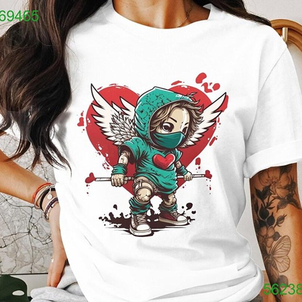 Graffiti-inspired Chibi Cupid Unisex T-Shirt for Valentine’s Day, Shirt