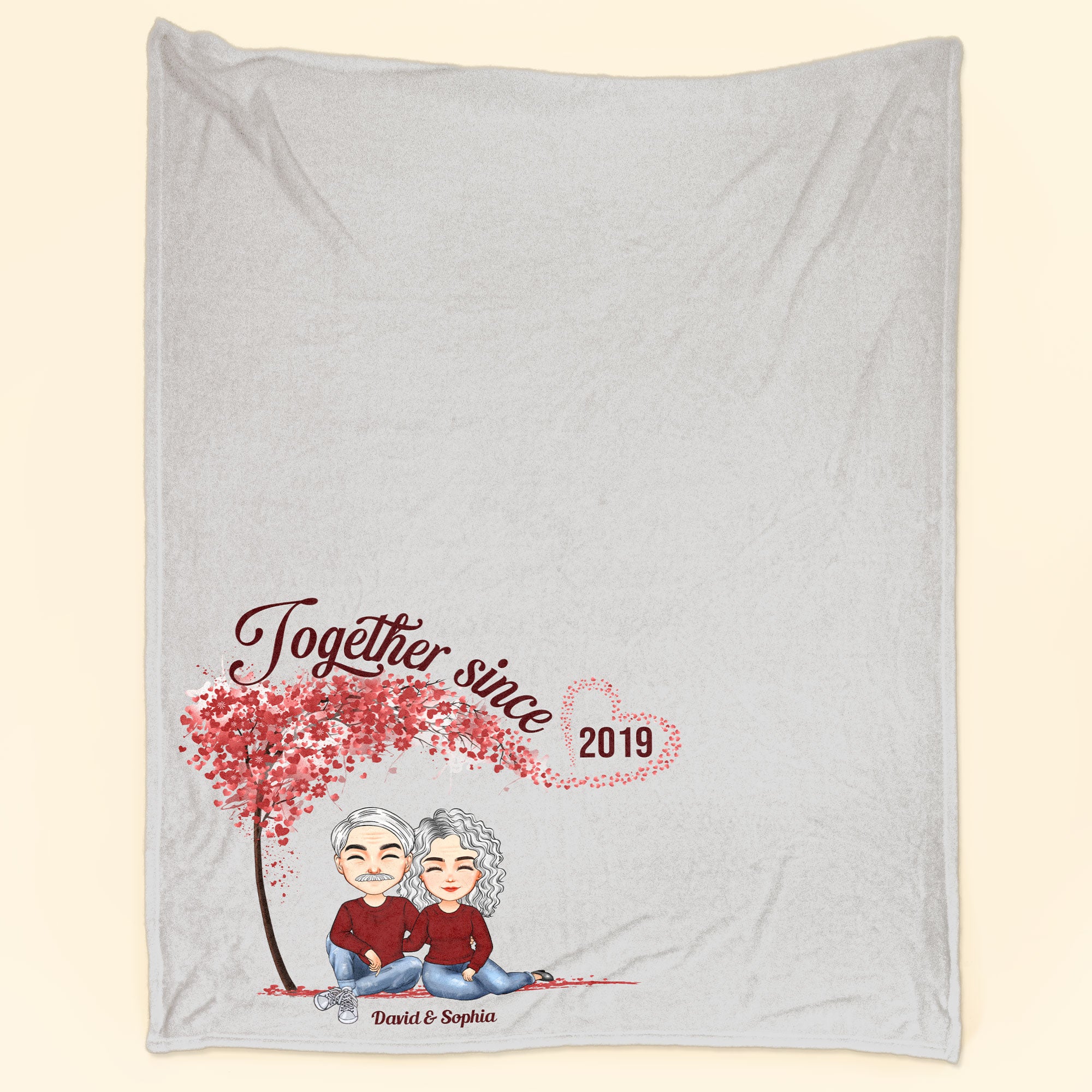 Together Since – Red Tree – Personalized Blanket – Anniversary, Christmas, New Year Gift For Husband, Wife, Lover, Boyfriend, Girlfriend