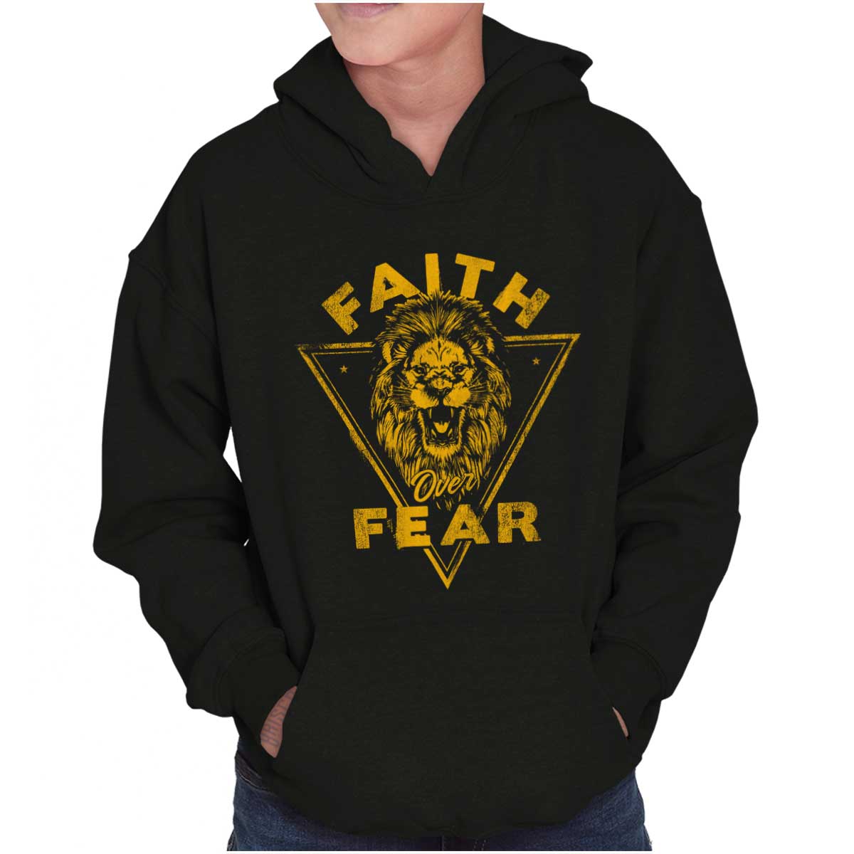 Faith Over Fear Lion Youth Hoodie