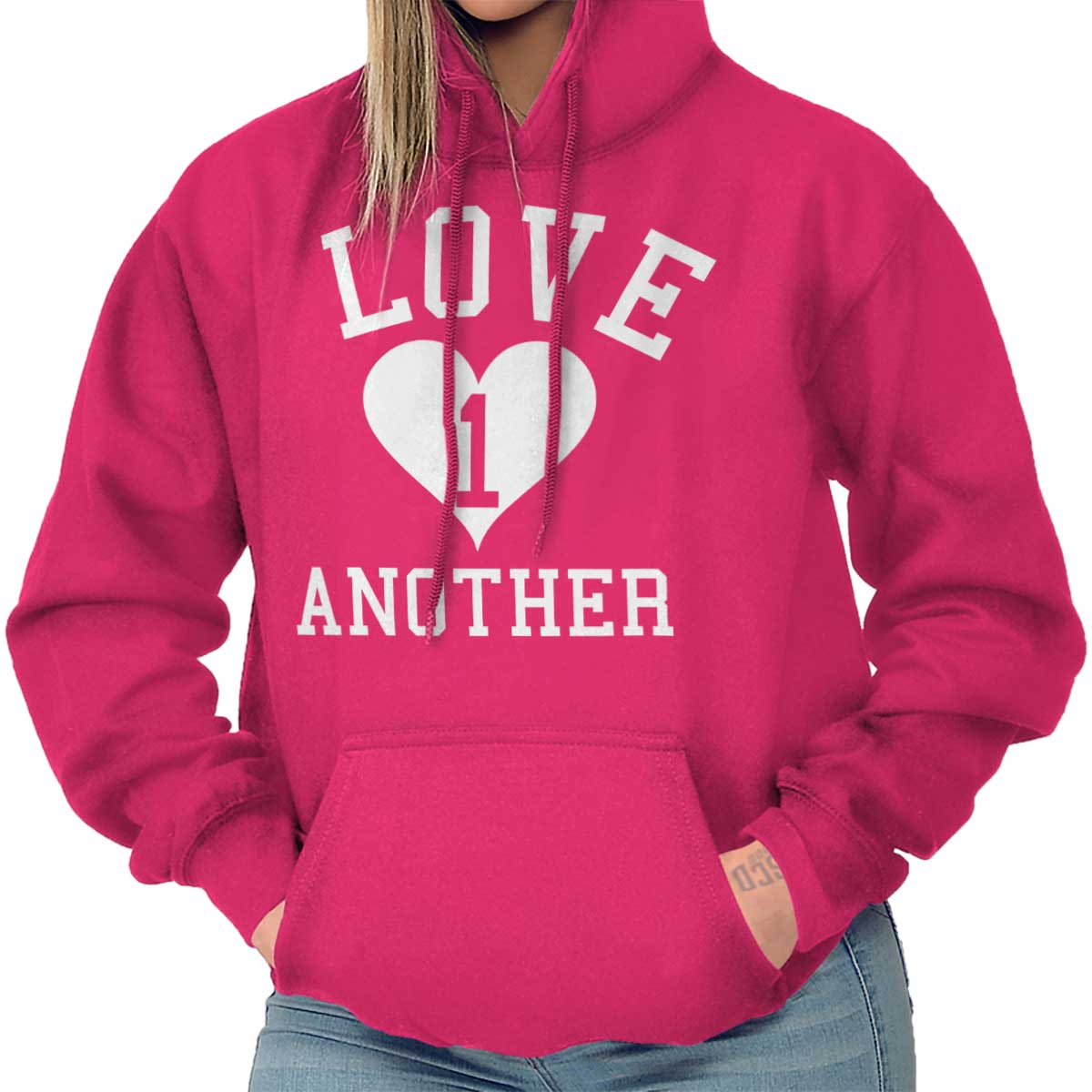 Love One Another Printed Adult Hooded Sweatshirt