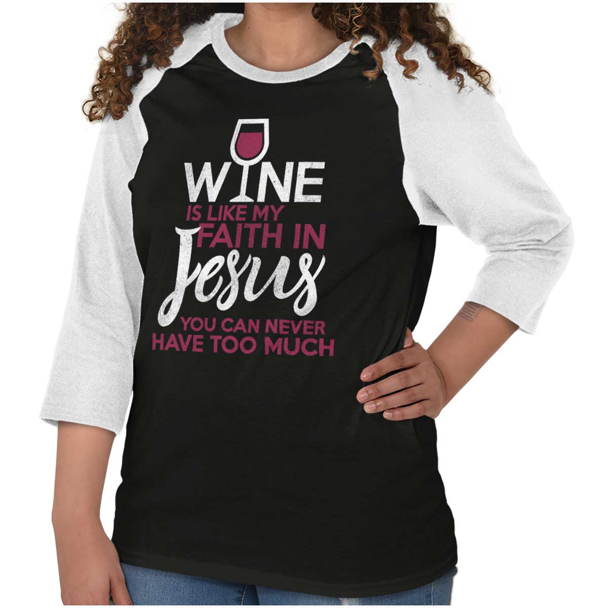 Wine Faith Jesus Raglan Shirt