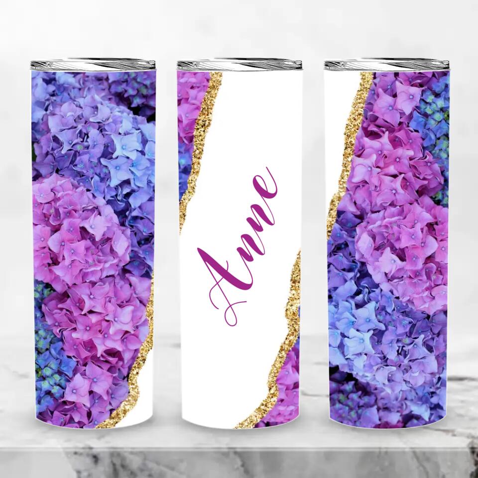 Personalized Skinny Tumbler (20Oz) – Hydrangea