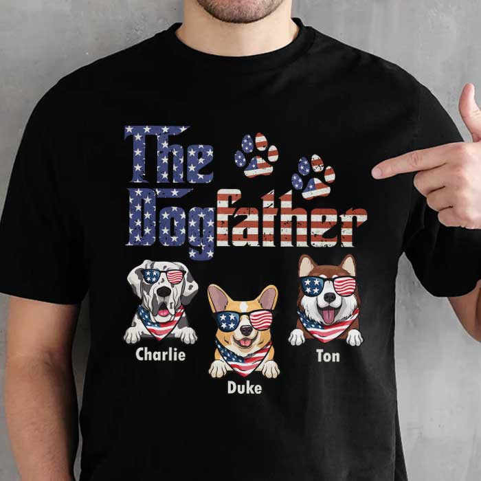 The American Dog Father – Gift For 4th Of July – Personalized Unisex T-Shirt