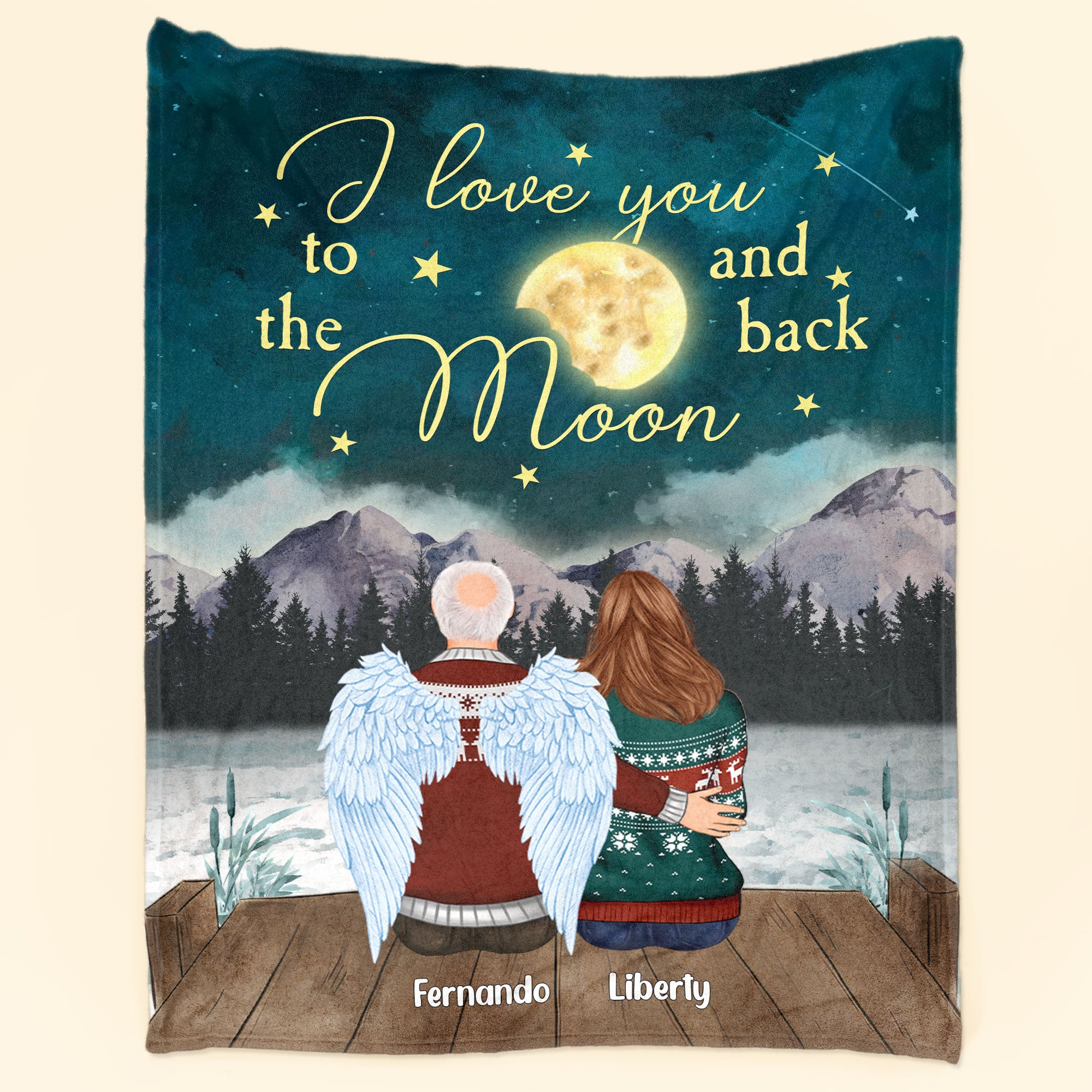 Love You Past The Moon – Personalized Blanket