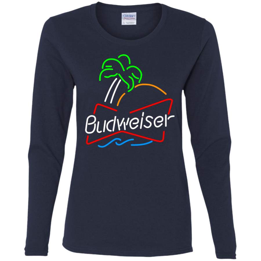 AGR Budweiser Neon Light Ladies’ Cotton LS T-Shirt