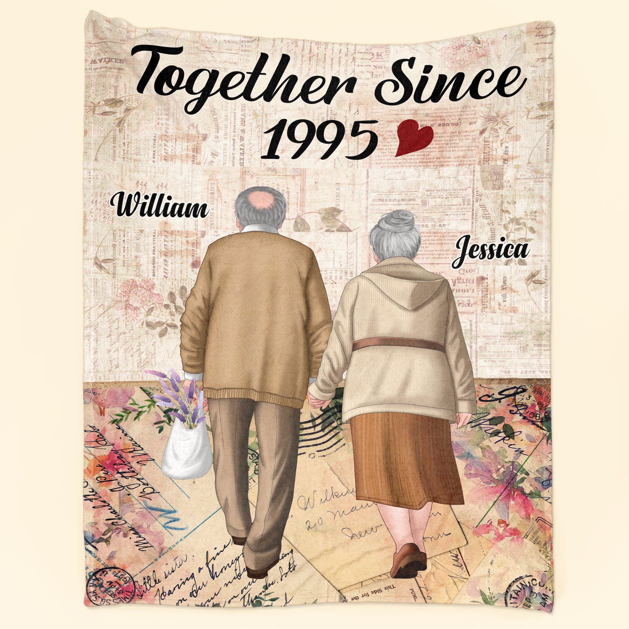 Together Since – Personalized Blanket – Anniversary Gift For Couple, Husband, Wife – Gift From Son, Daughter For Parents