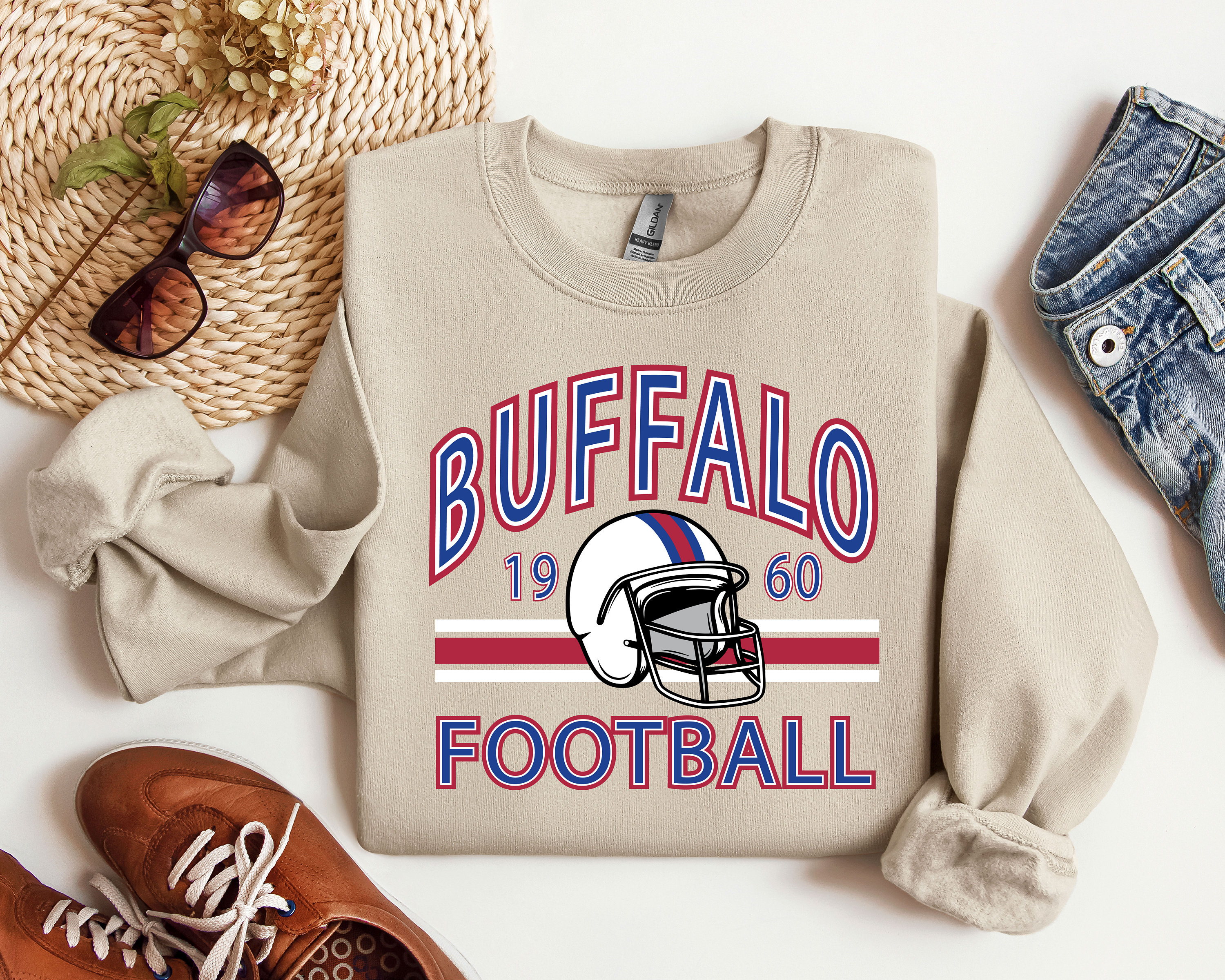 Buffalo Football Sweatshirt | Vintage Style Buffalo Football Crewneck | Football Sweatshirt | Buffalo Sweatshirt