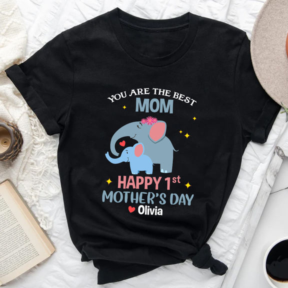 Mother’s Day – Personalized Happy First Mother’s Day Shirt, You Are The Best Mom Shirt, Elephant Mom Baby Shirt, Matching Mom Baby Shirt, New Mom Shirt – Personalized Onesie