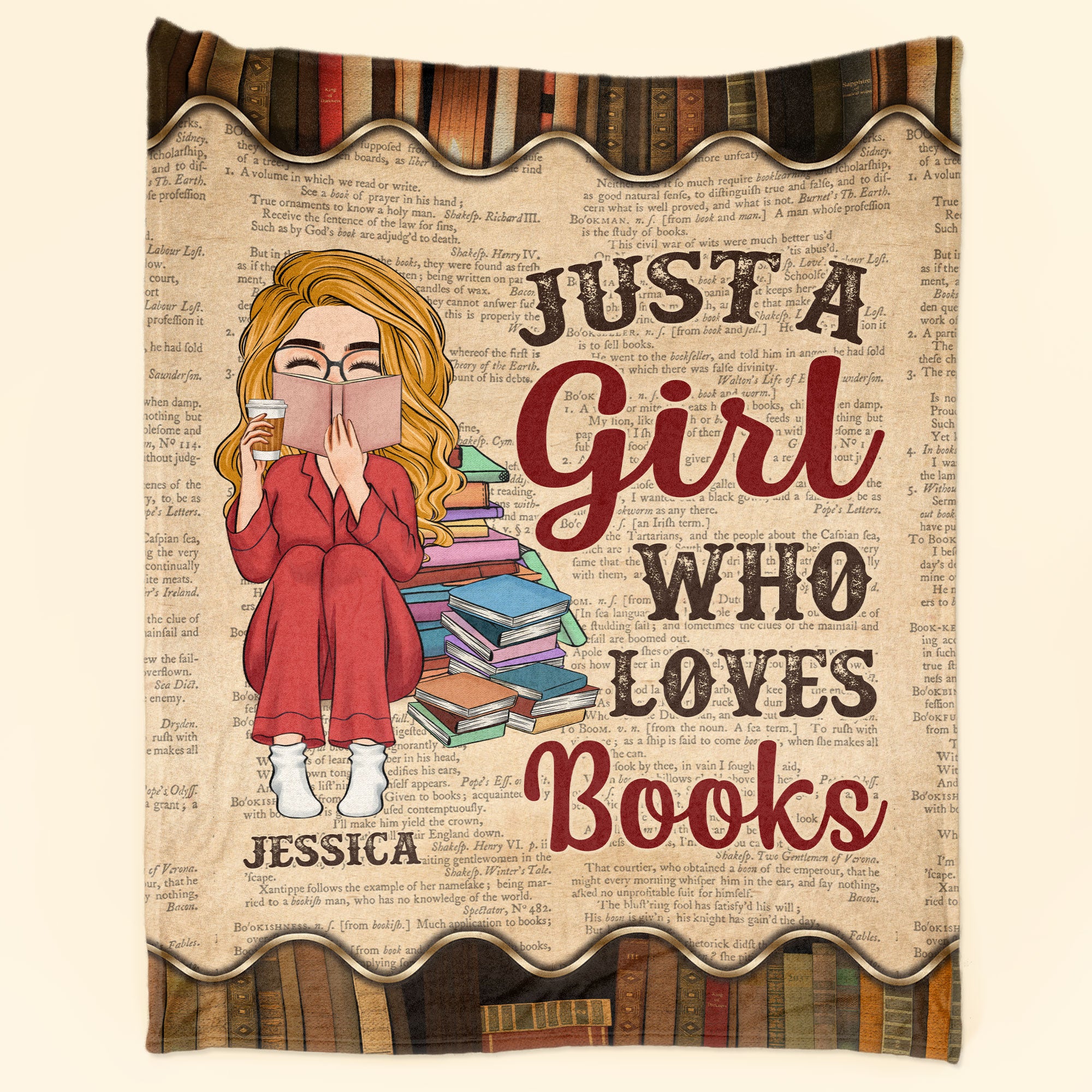 Just A Girl Who Loves Books Vintage Version – Personalized Blanket