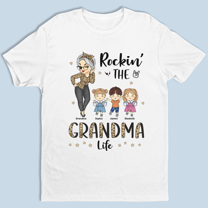 Rocking The Grandma Life – Family Personalized Custom Unisex T-shirt  – Mother’s Day, Gift For Mom, Grandma