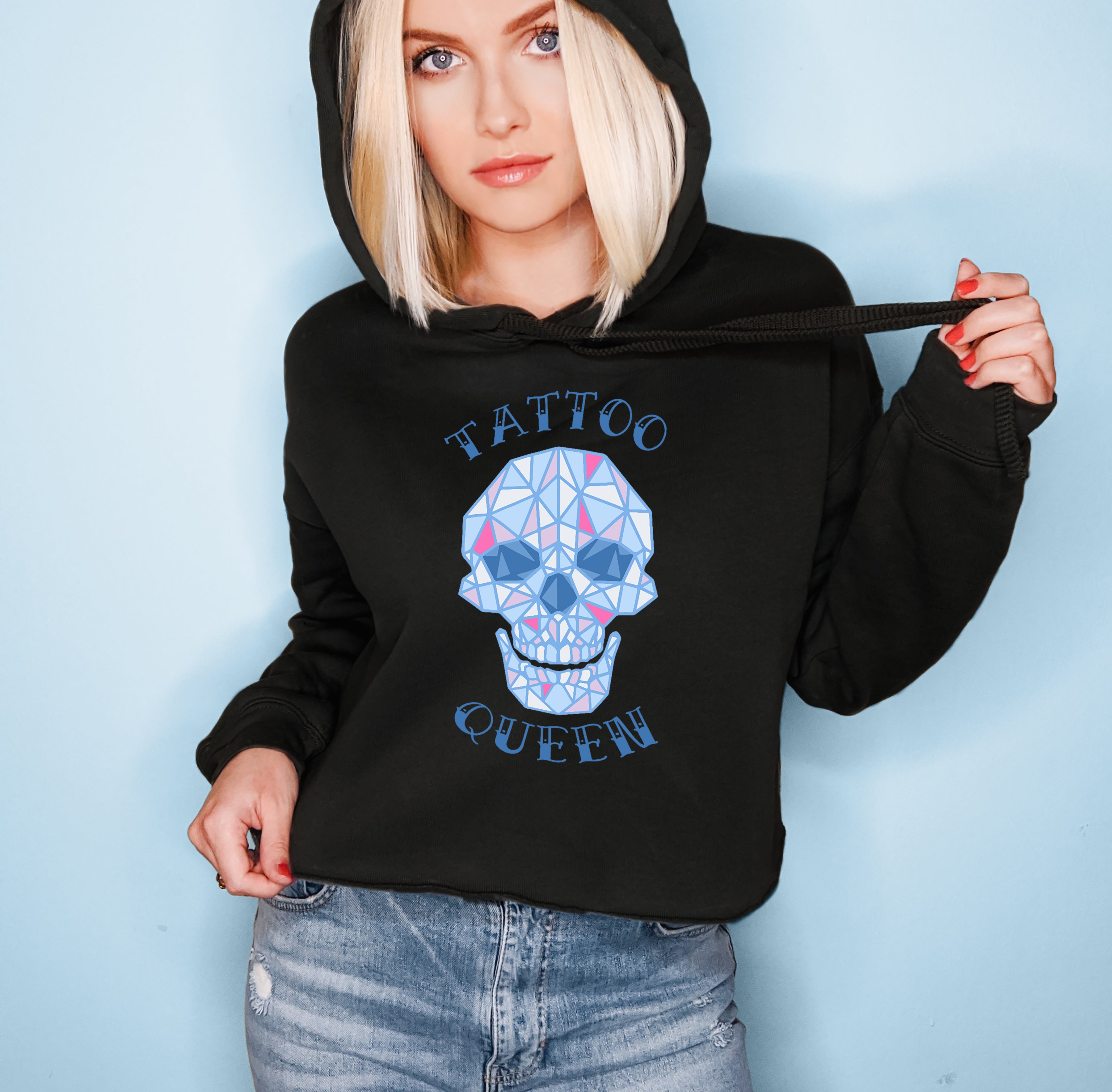 Tattoo Queen Crop Hoodie