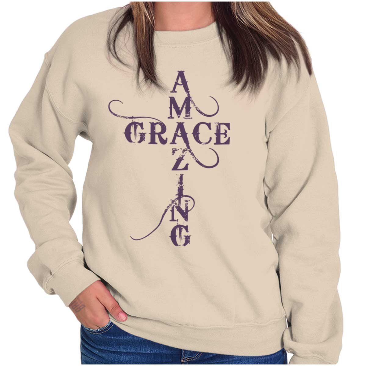 Amazing Grace Script Crewneck Sweatshirt