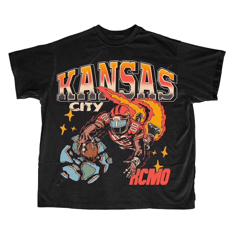 Kansas City Football T Shirt | Kansas City Graphic Bootleg T Shirt | Vintage Kansas City Football | Vintage Kansas Football