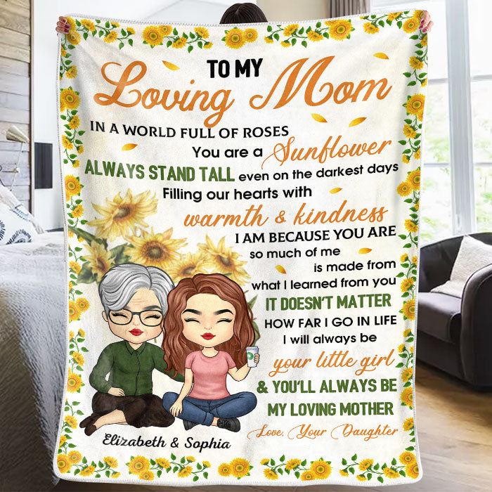 To My Loving Mom You Are A Sunflower – Family Personalized Custom Blanket – Mother’s Day Gift For Mom From Daughter