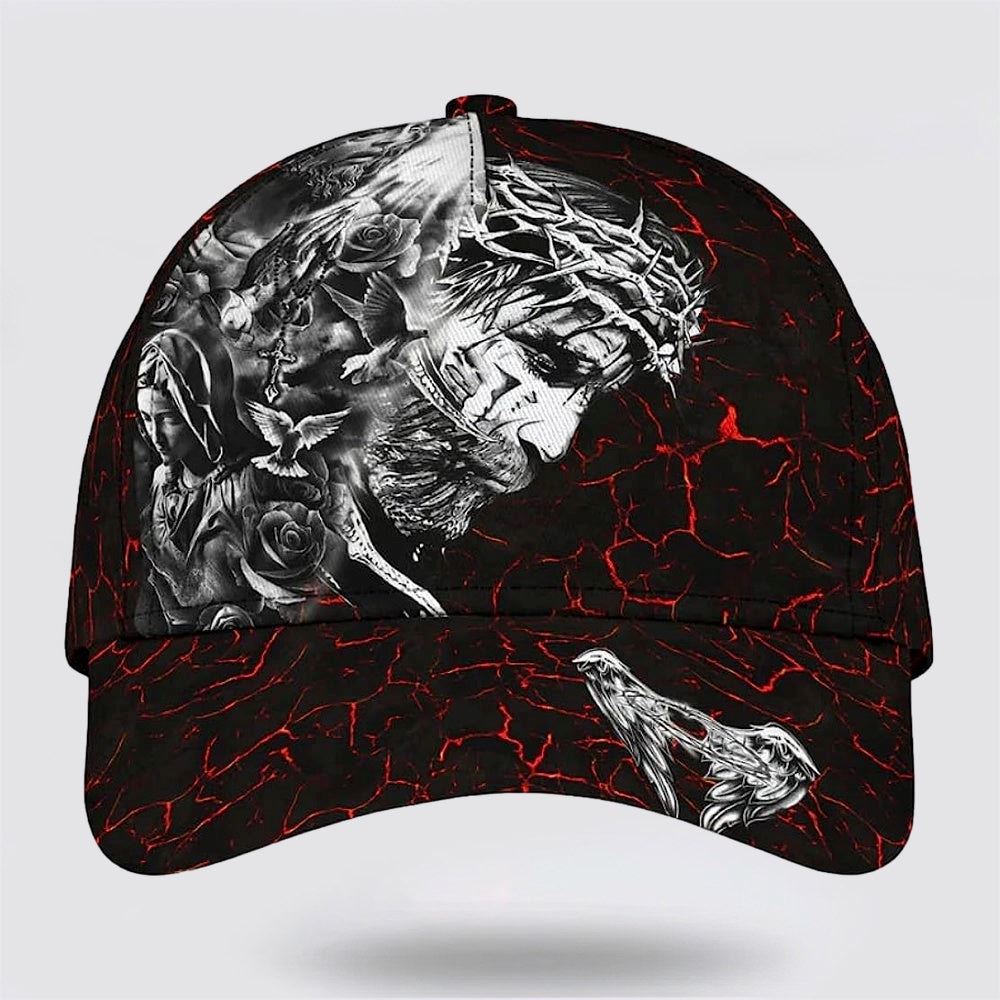 Jesus Face All Over Print Baseball Cap, God Cap, Gift Ideas For Male