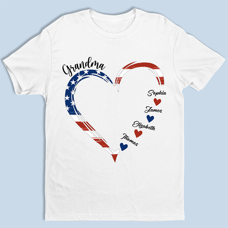 A Garden Of Love Grows In A Grandma’S Heart – Family Personalized Custom Unisex Patriotic T-Shirt, Hoodie, Sweatshirt – Independence Day, 4Th Of July, Birthday Gift For Grandma