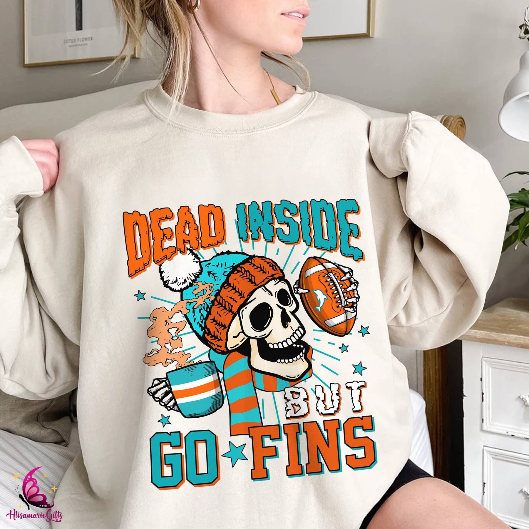 Dead Inside But Go Fin Shirt, Miami Sweatshirt, Game Day Sweatshirt, Miami Football Sweatshirt, Football Sweatshirt, Gift For Fan