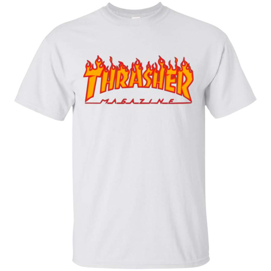 Thrasher Magazine Skateboarding Fire Design T-Shirt