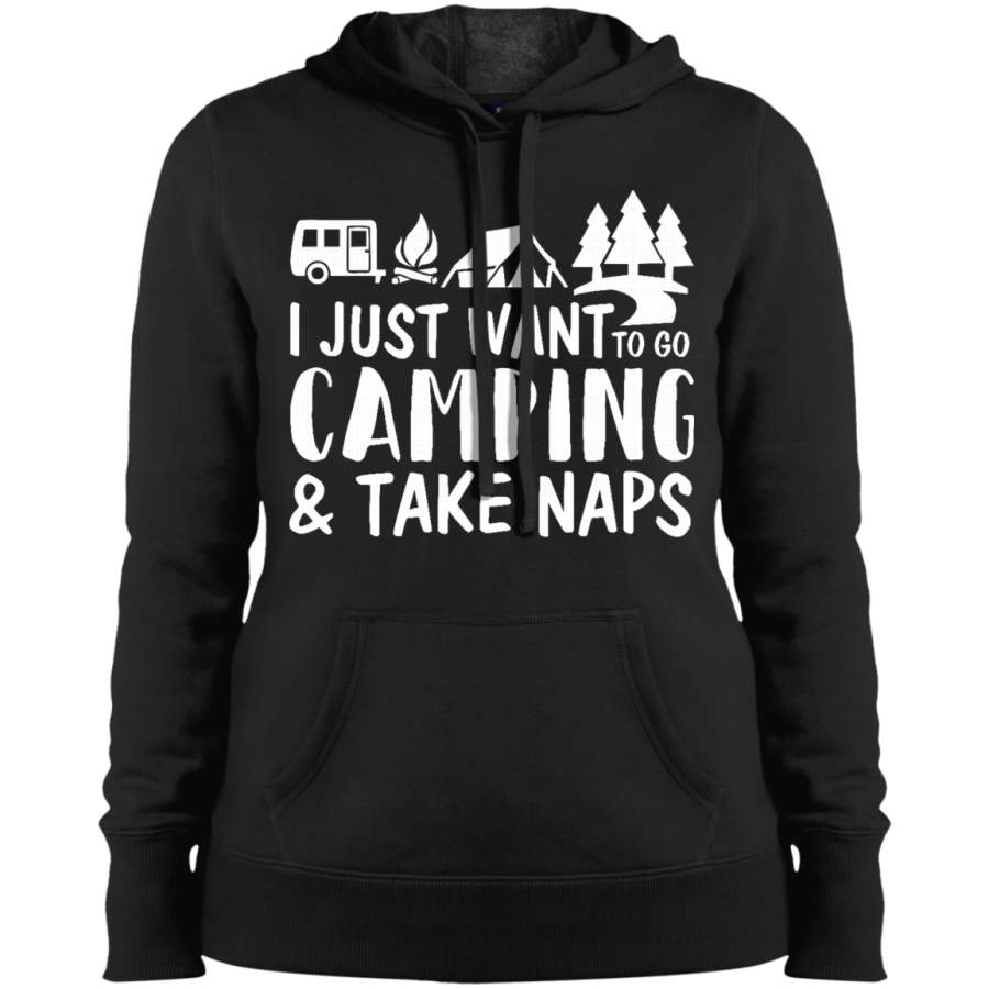 AGR i just want to go camping and take naps Ladies’ Pullover Hooded Sweatshirt