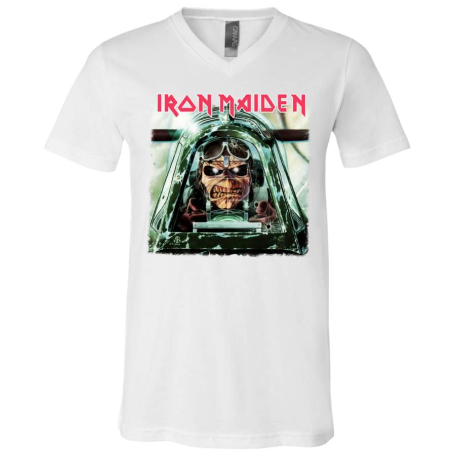 1171 Iron Maiden ACES High Gunner Maiden England 2014 Official Tour T-shirt V-Neck T-Shirt