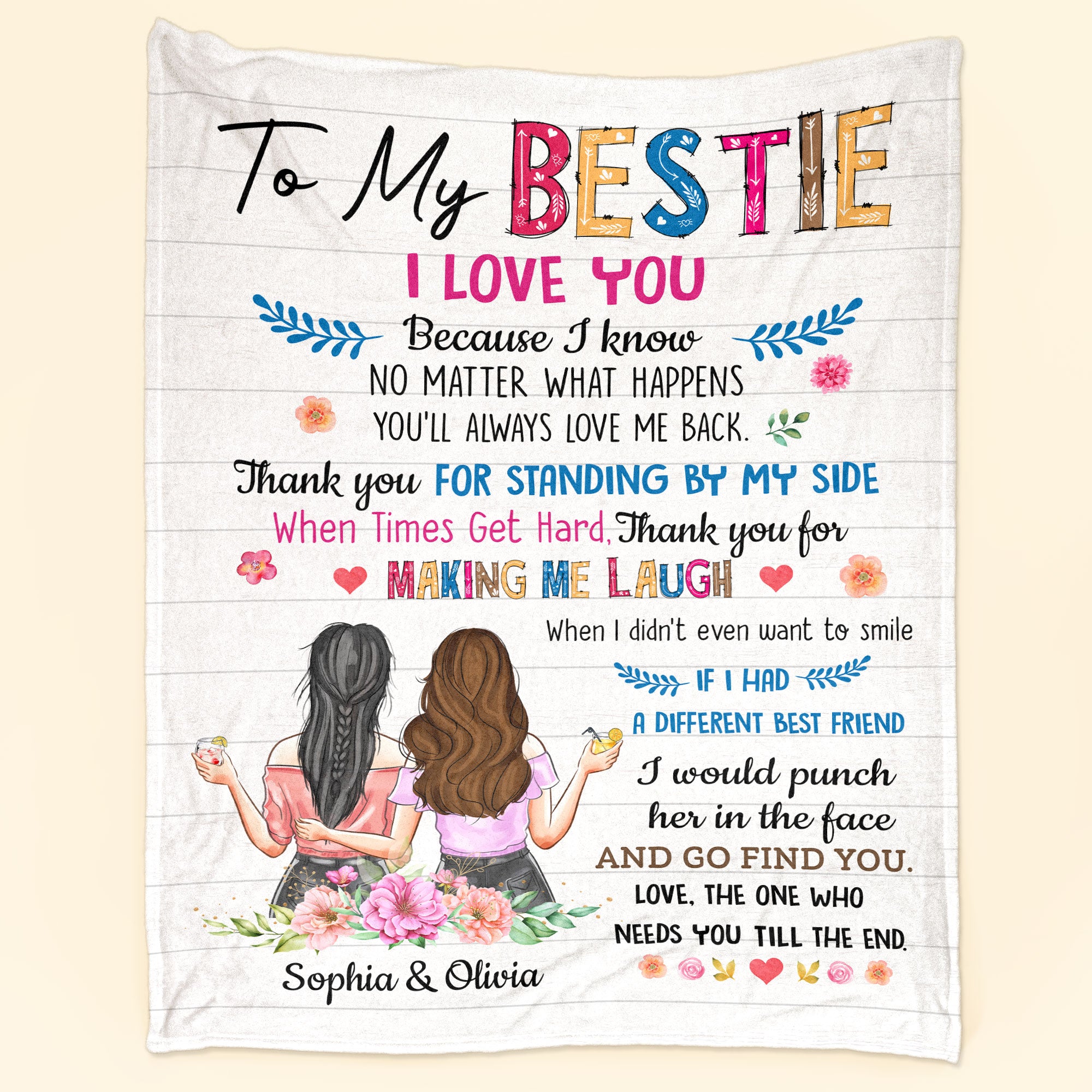 To My Bestie I Love You – Personalized Blanket