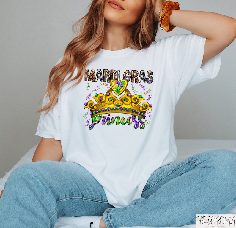 Mardi Gras Princess Crown Shirt, Mardi Gras Carnival Sweatshirt, NOLA Shirt, Fat Tuesday Crewneck, Louisiana Gift, New Orleans Shirt