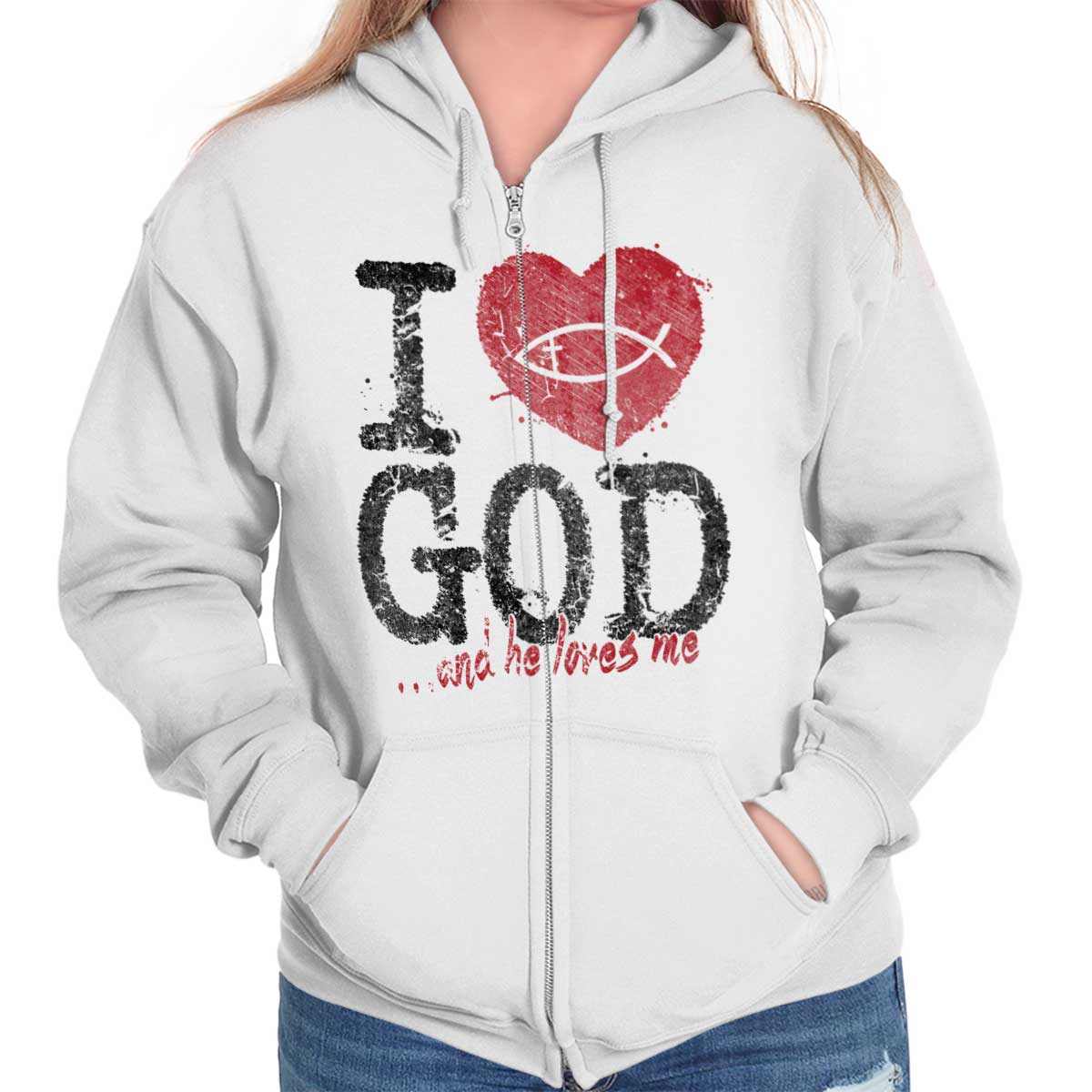 I Love God Zip Hoodie