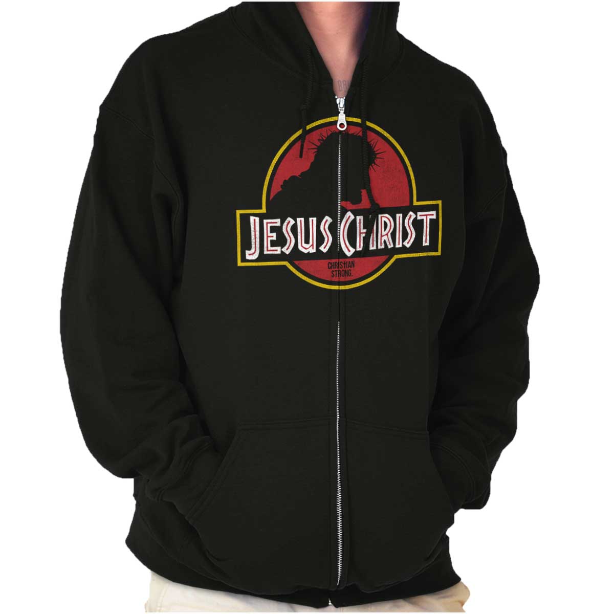 Jesus Jurassic Christ Zip Hoodie