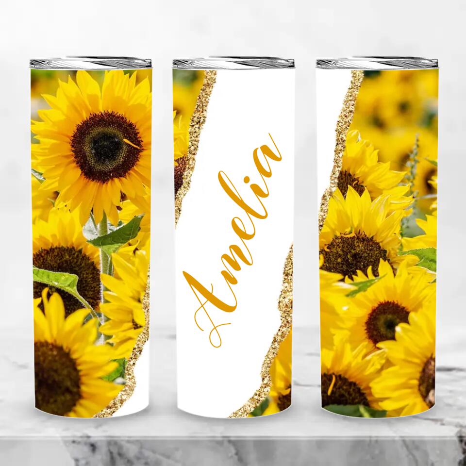 Personalized Skinny Tumbler (20Oz) – Sunflower