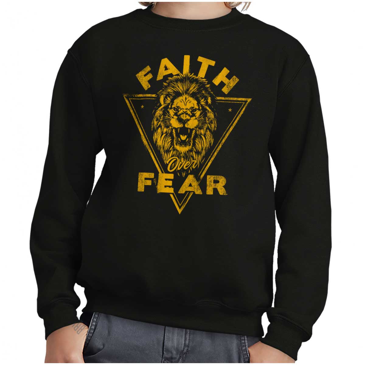 Faith Over Fear Lion Youth Sweatshirt