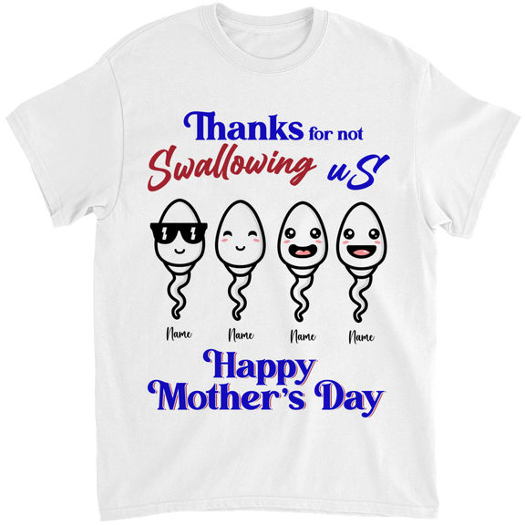 Mother’s Day – Personalized Happy Mother’s Day Shirt, Custom Thanks For Not Swallowing Us Shirt, Mommy Kids Shirt, Gift For Mom – Personalized Shirt