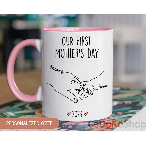 Our First Mothers Day, Custom Mom Child Mug, Personalized Name Mug For Mom, Personalized Mom Mug, Mom Gift, Mothers Day