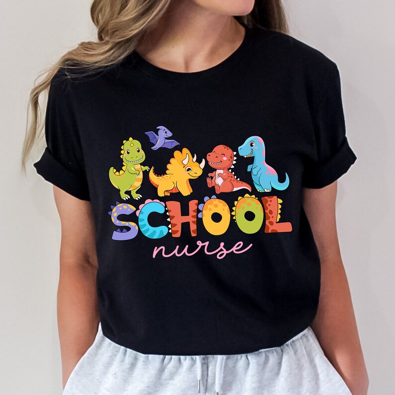 School Nurse Shirt,Dinosaur School Nurse Shirt,Elementary PreK School Nurse Appreciation Gift,Last Day School,Back to School,New School Year