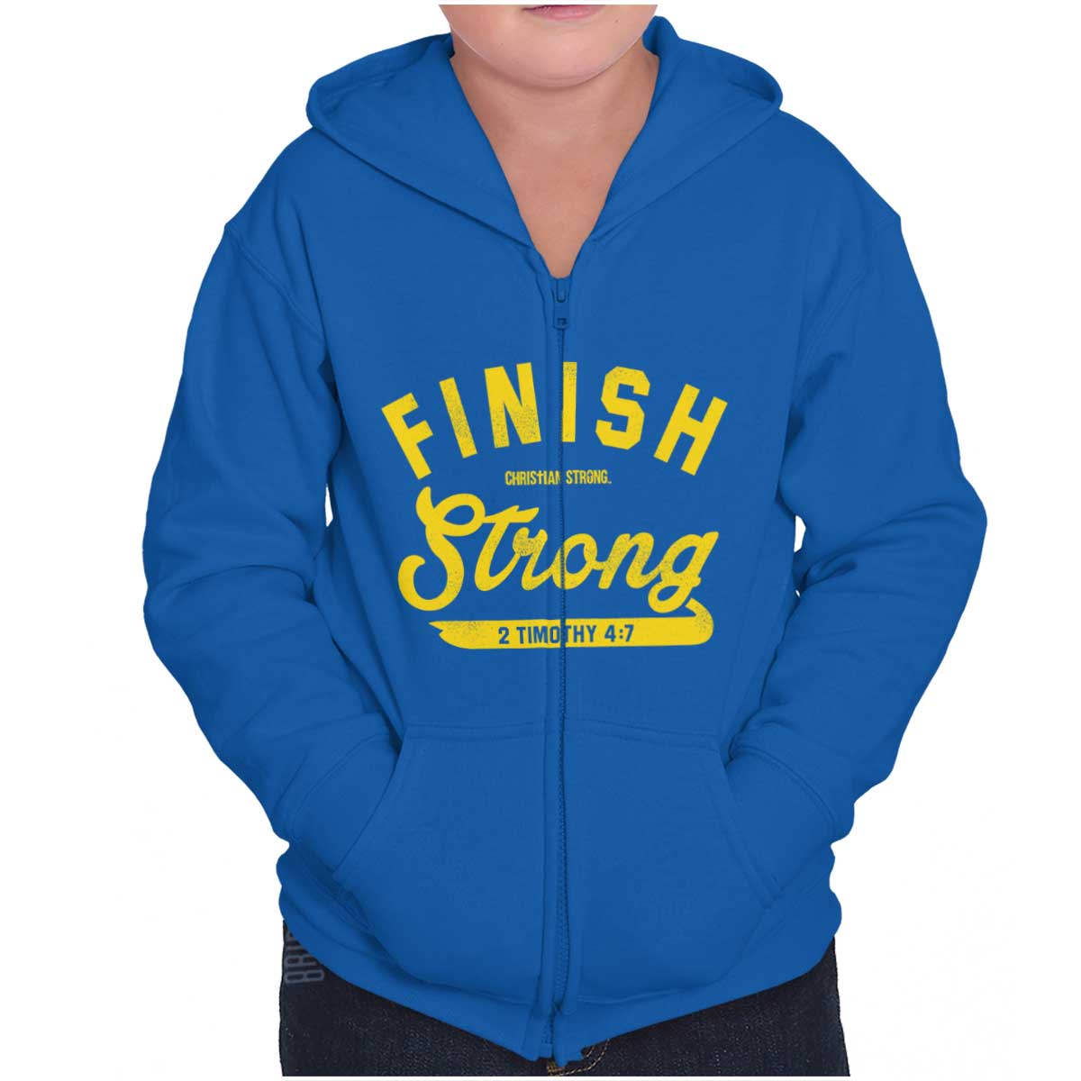 Finish Strong Scripture Youth Zip Hoodie