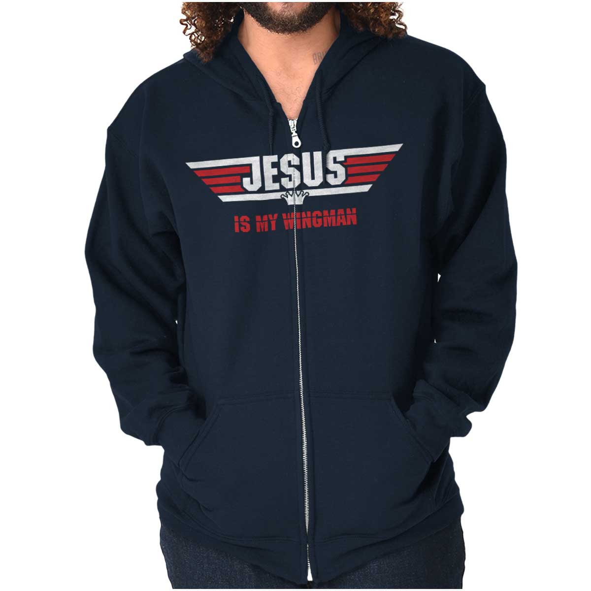 Jesus Is My Wingman Zip Hoodie