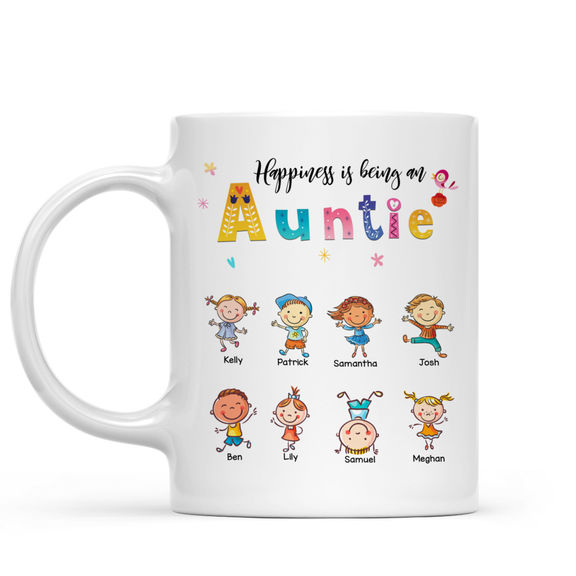 Pretty Grandkid Mug – Happiness Is Being An Auntie/ Grandma/ Mommy … – Mother’s Day Gift – Personalized Mug