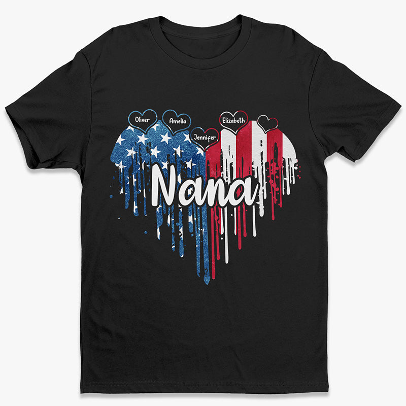 Nana & Her Kids – Family Personalized Custom Unisex Patriotic T-Shirt, Hoodie, Sweatshirt – Independence Day, 4Th Of July, Birthday Gift For Grandma