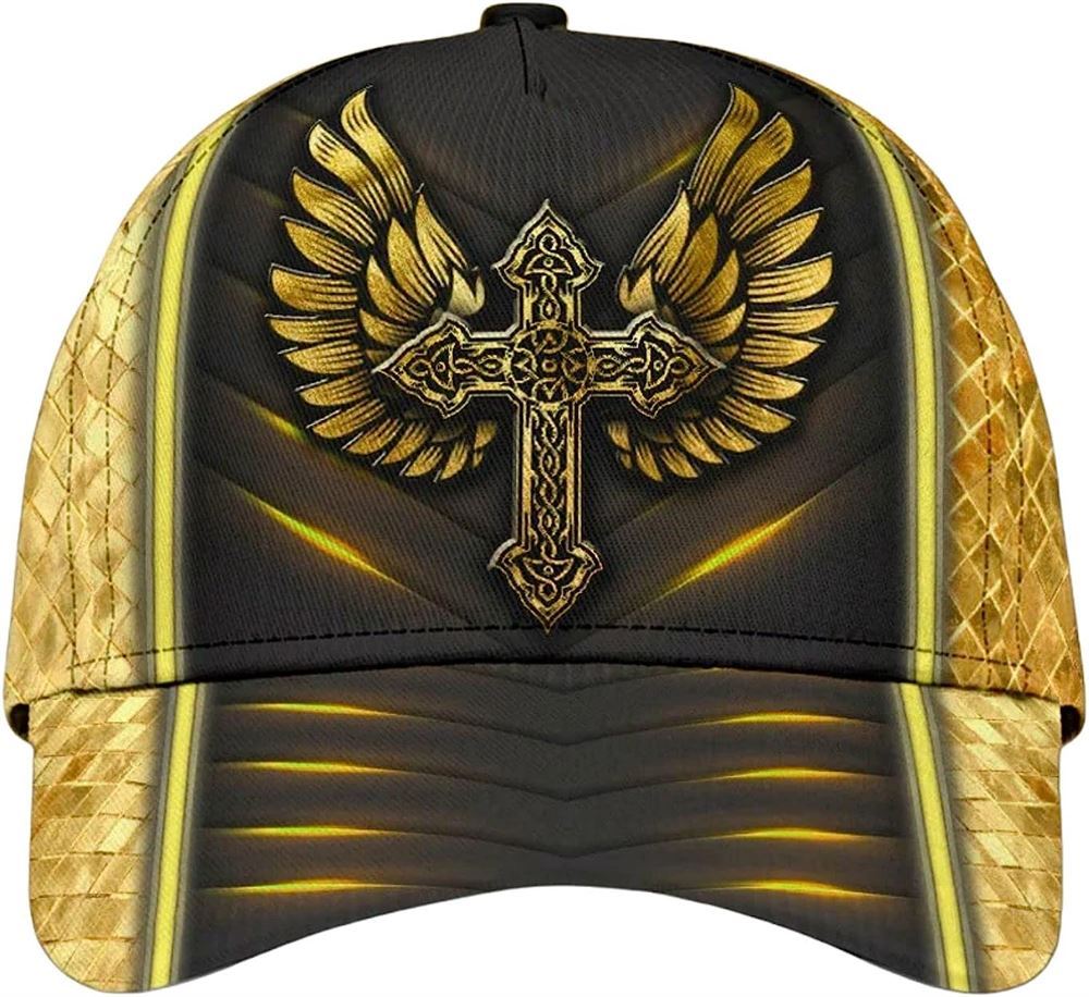 Jesus Cross Angel Wings All Over Print Baseball Cap, God Cap, Gift Ideas For Male