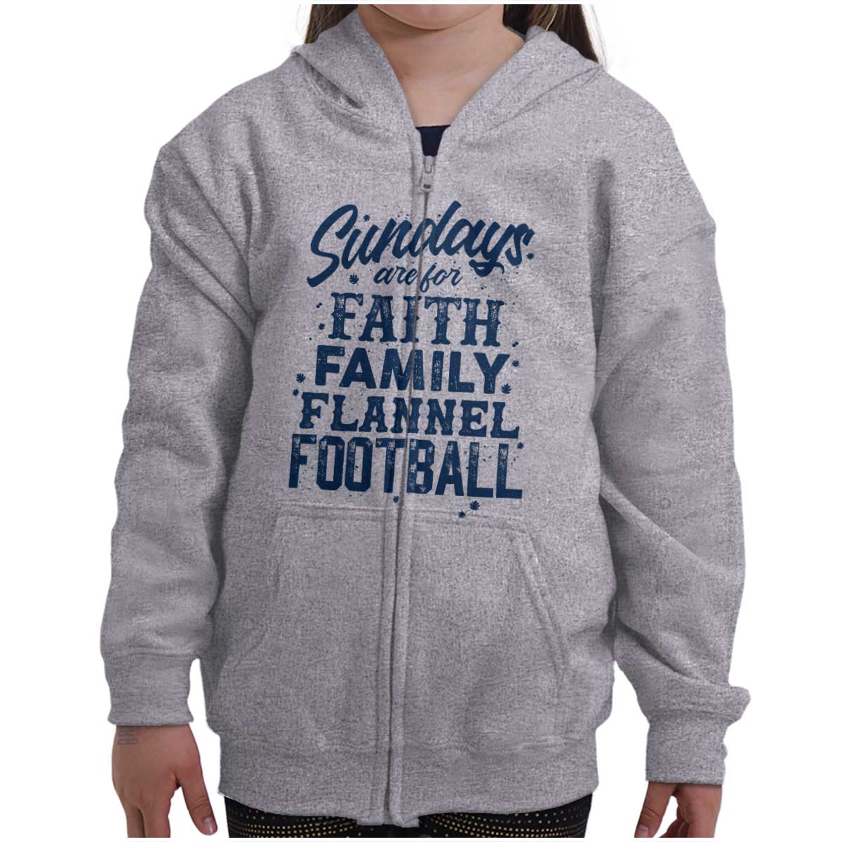 Faith Family Football Youth Zip Hoodie